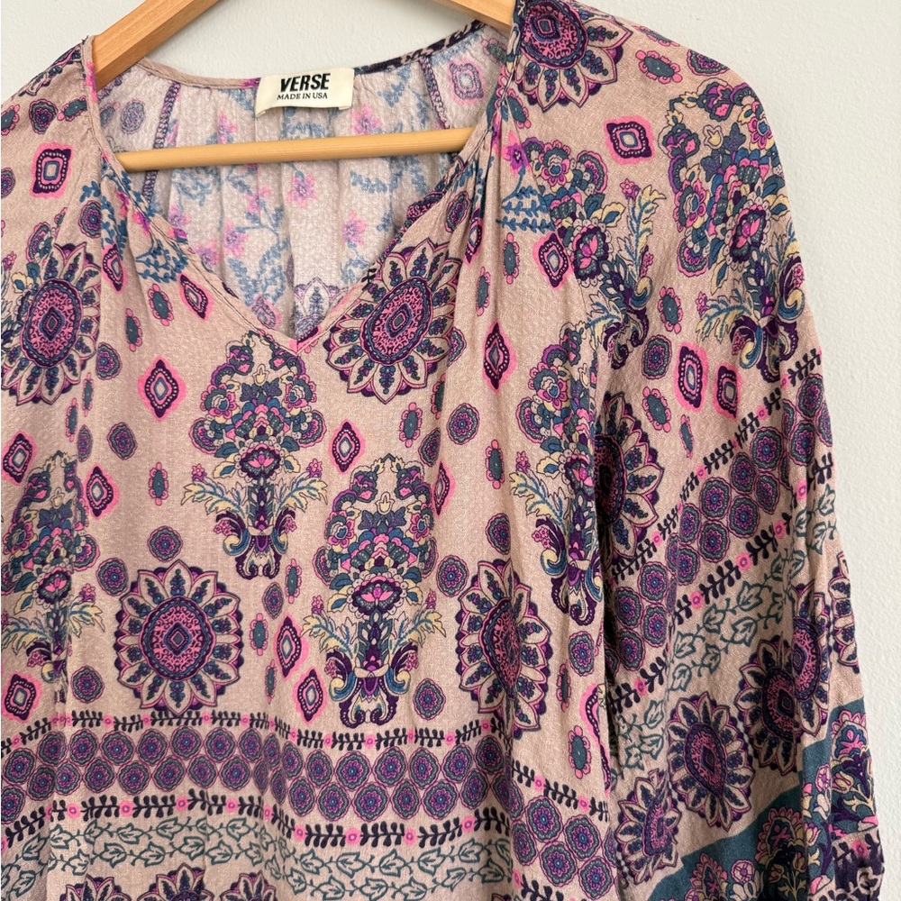 Verse Boho Billow Sleeve Printed Top - Picture 4 of 10